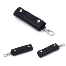 1 Pc Lederen Huishoudster Houders Auto Sleutelhanger Key Holder Bag Case Unisex Wallet Cover Eenvoudige Effen Kleur Opbergtas
