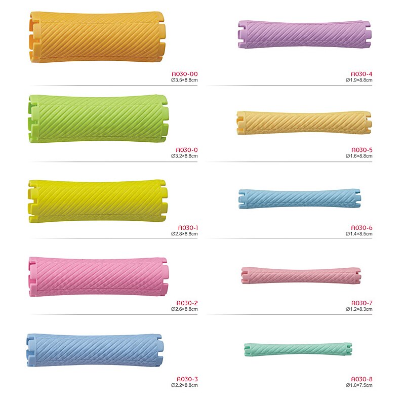 60pcs/set 10 Sizes Hair Rollers Set Wave Hair Cold Perm Rods Kit Permanent Bar Dry wet hair Plastic Curlers & Rubber Band U1066