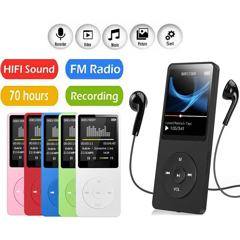 Portable MP3 Player USB Charging Record Digital Display Screen Media Lossless for Pocket Sports Running Walking Music MP4 Player