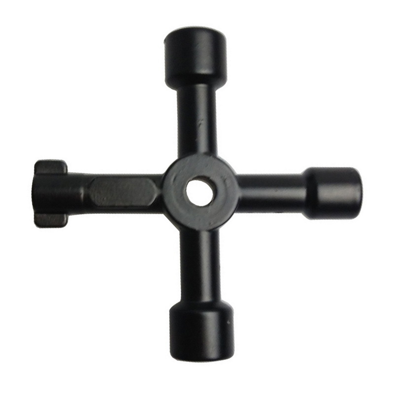 4 In 1 Universal Key Wrench Square Key Triangle Train Electrical Cupboard Box Elevator Cabinet Switch Wrench Key: Black