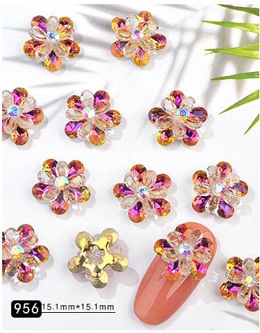 3D nail art Kleurrijke Bloem gems decoraties voor strass 3D DIY charms sieraden: 09