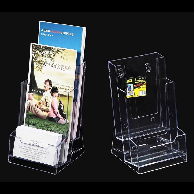 Tarjetero acrílico transparente de 3 rejillas para hombre y mujer, soporte para tarjetas de presentación, folleto de oficina y de crédito, O8Z1