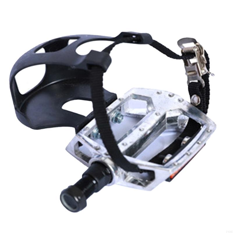 P88E Bicycles pédales Toe Clip Cage Pédales spin pour le vélo le vélo stationnaire intérieur: WHITE