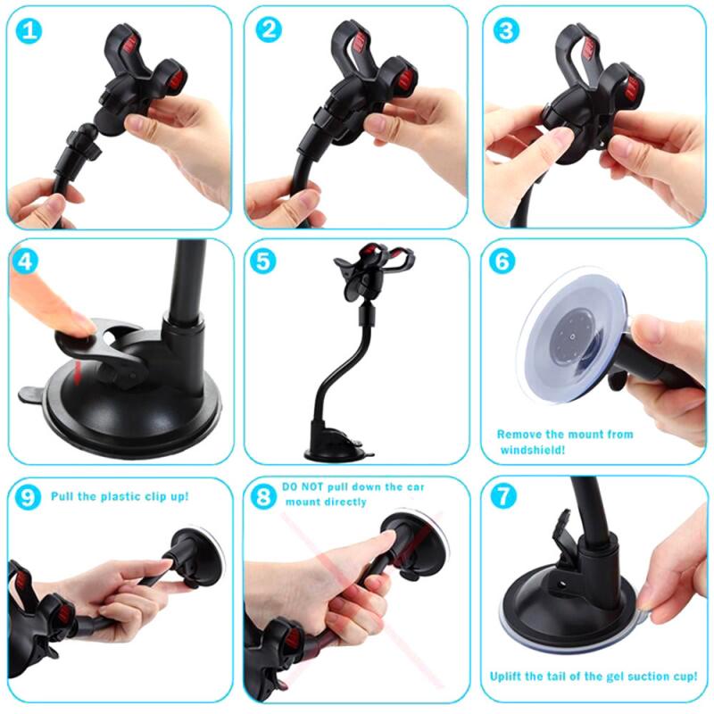 Auto Telefoon Houder 360 Graden Draaien Mobiele Telefoon Stand Car Mount Gps Voorruit Lange Arm Clip Houder Auto Interieur Levert