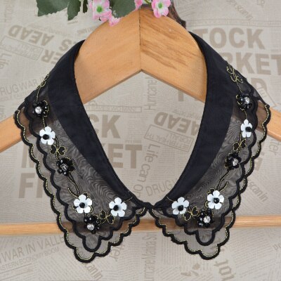 Chemise et faux col pour femmes | , fait à la main, faux col, accessoires de décoration en dentelle avec strass, collier cravate: A14