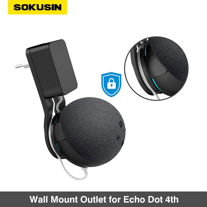 SOKUSIN Wall Mount Outlet For Alexa Echo Dot 4th Generation Save Space Hanger Speaker Accessories Stroage Cable Holder Stand