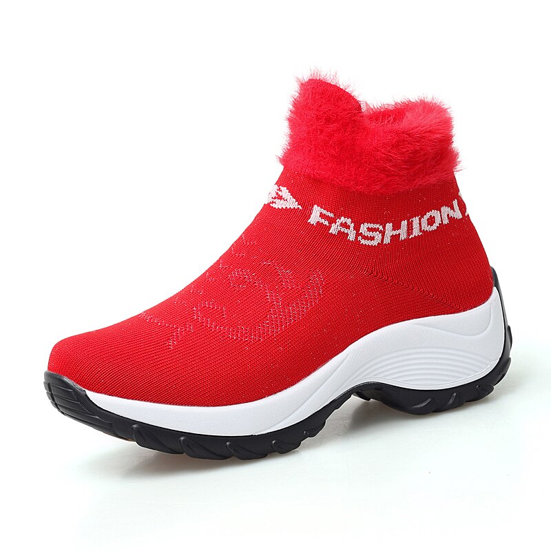 Tenis Feminino Women Tennis Shoes Plush Warm Female Gym Sport Shoes Breathable Mesh Trainers Lady Flat Sneakers Zapatos Mujer: Red / 5