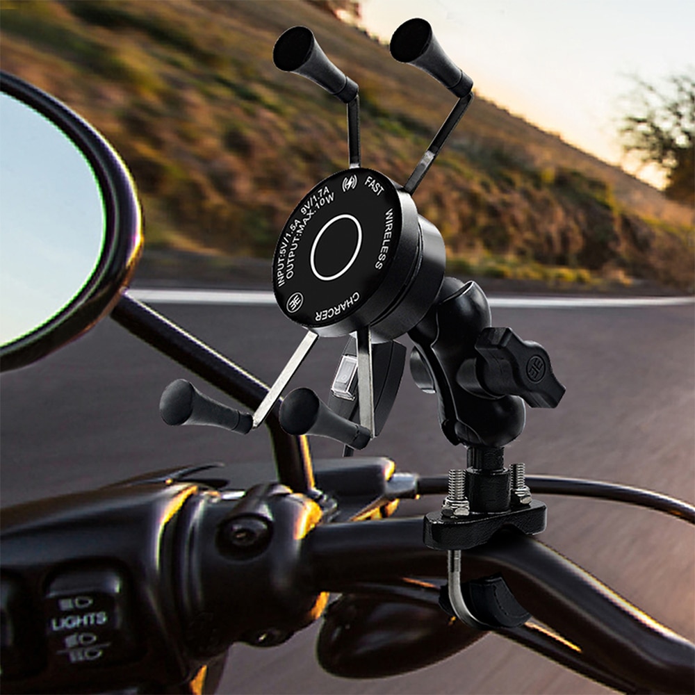 Motorrad Telefon Halfter Zwei-in-eins-Ladegerät Schnell Ladung 3,0 Drahtlose Schnelle Ladung 360 Grad Drehung Motorrad Stand