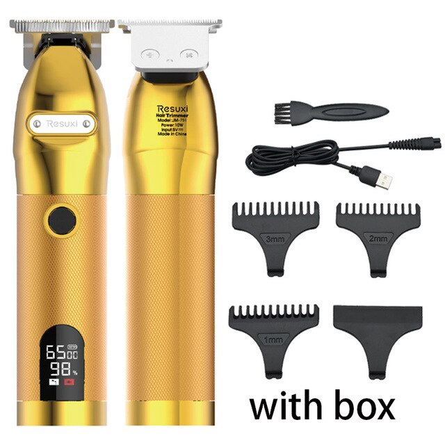 T-Klinge Waschbar Rasierer Haar Haarschneidemaschine wiederaufladbare Barbier 0mm Rasierer Männer haarschnitt Styling werkzeug Barbier Bart Trimmer Haar maschine: Weiß