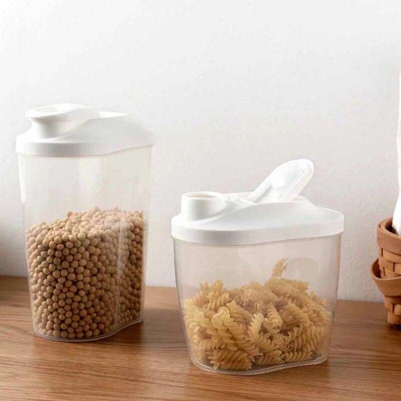 Latas de plástico para sellar cereales, caja de almacenamiento portátil de 1000/1500ml, organizador de alimentos, granos y arroz