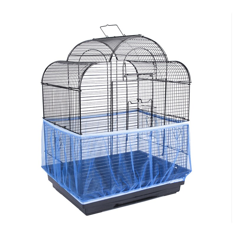Nylon Mesh Bird Cage Cover Shell Skirt Net Airy Mesh Parrot Bird Cage Net Easy Cleaning Seed Catcher Guard Bird Cage Accessories