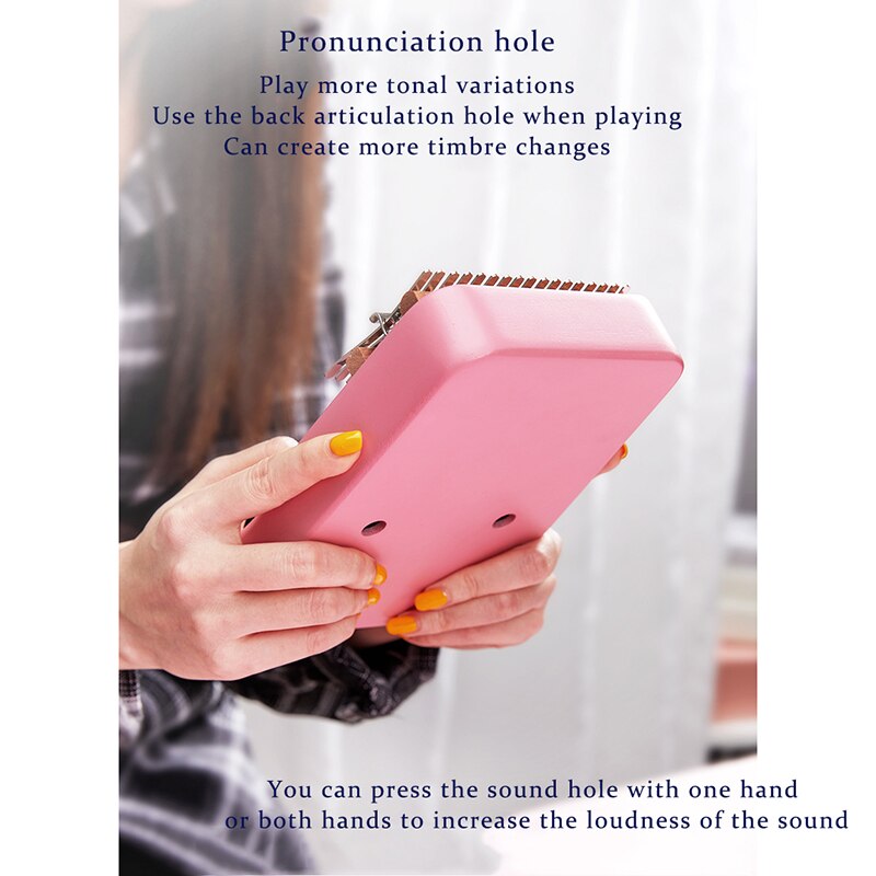 17 Key EQ Kalimba Solid Wood Mahogany Thumb Piano Pink Mbira Play Finger Piano Beginner Electric Pickup Musical Instrument KLB42