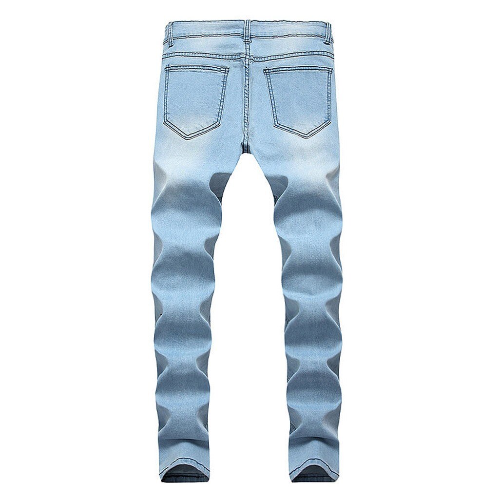 Fall Men's Trendy Ripped Jeans Outdoor Street Men's All-match Casual Trousers Printed Distressed Men's Trousers#g30