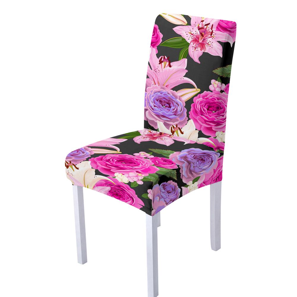 Elastisk spandex rose flower stol överdrag hög rygg stol skyddsfodral för resterant bröllopsfest matsal dekoration: Stil 4