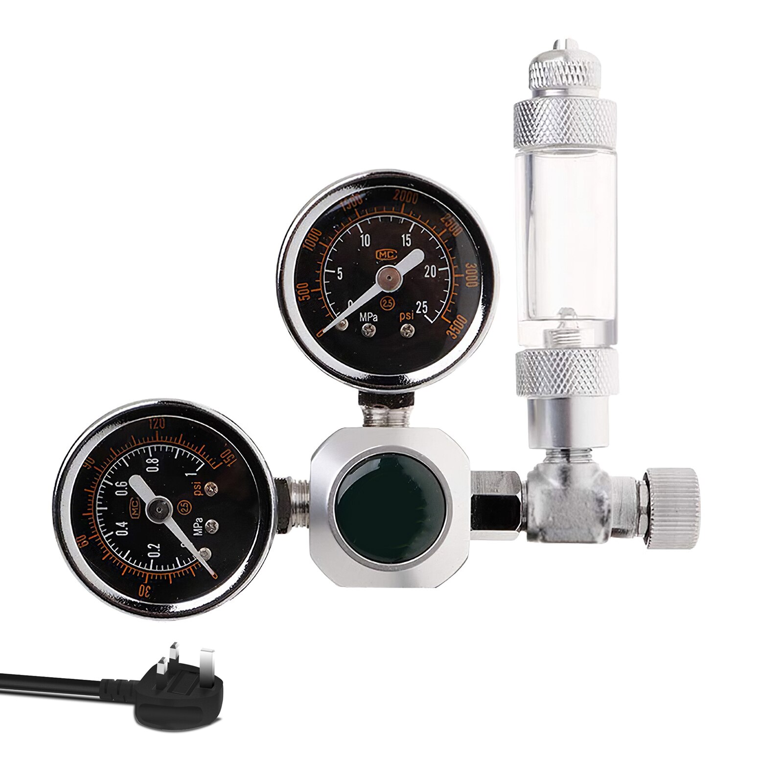 Aquarium Solenoid Valve Kit Pressure Gauge, CO2 Regulator, One-Way Valve Fish Tank Accessories, CO2 Pressure Reducing Valve: UK Plug