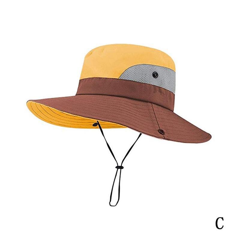Fisk hat hat sol uv beskyttelse upf 50+  sol hat spand sommer mænd kvinder lange store brede rand bob vandreture udendørs hat: C