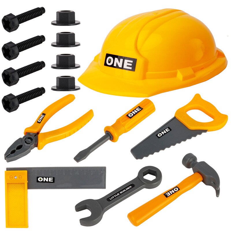 15 stücke Lebensechte Kunststoff Repair Tool Kits Kinder Spielhaus DIY Wartung Werkzeuge Sets mit Sicherheit Helm Jungen Entwicklungs Spielzeug