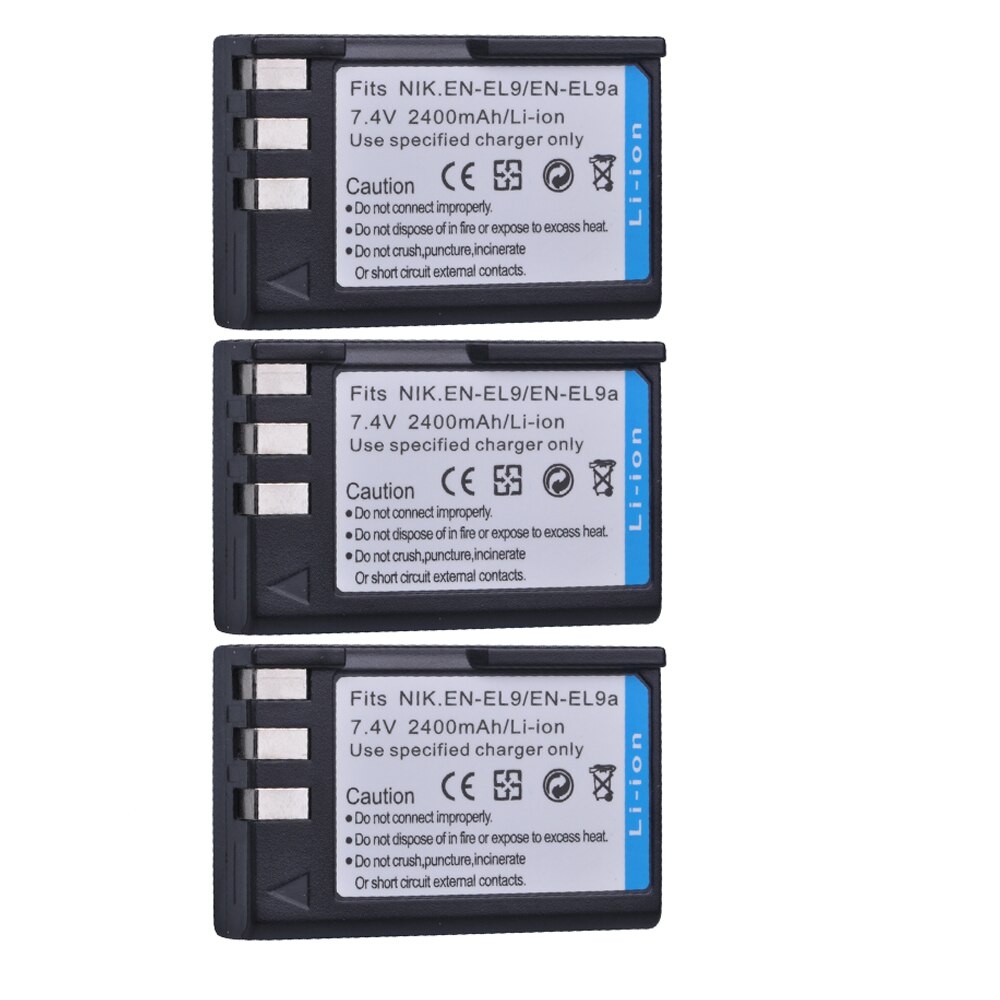 Akuu-batería para Nikon EN-EL9 D40, D60, D40X, D5000, D3000, EN-EL9a EN EL9, EN-EL9a, 2400mAh: 3 battery