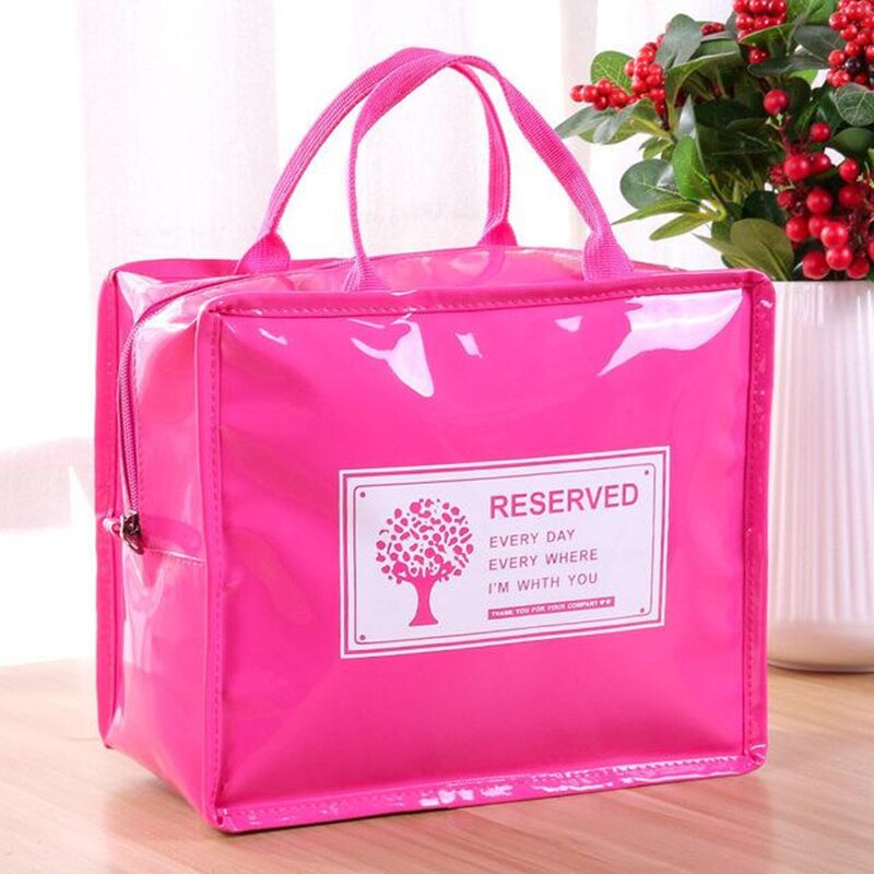 RUPUTIN PU Lunch Package Ice Pack Cooler Lunch Box Insulation Picnic Bag Thermo Thermal Lunch Bag For Women Kids Lunchbags Bags: Big Rose red