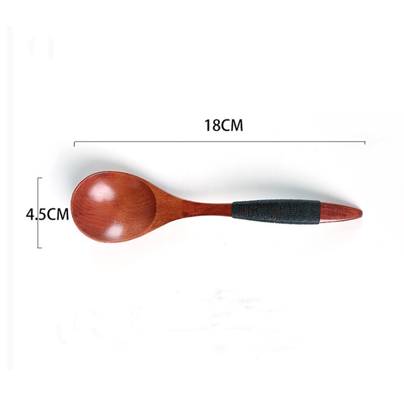 Squirrel Spoon Big Carved Wooden Spoons Non-slip Anti-scald Solid Wood Soup Spoon 18*4.5cm Long Handle 10pcs/lot: black line