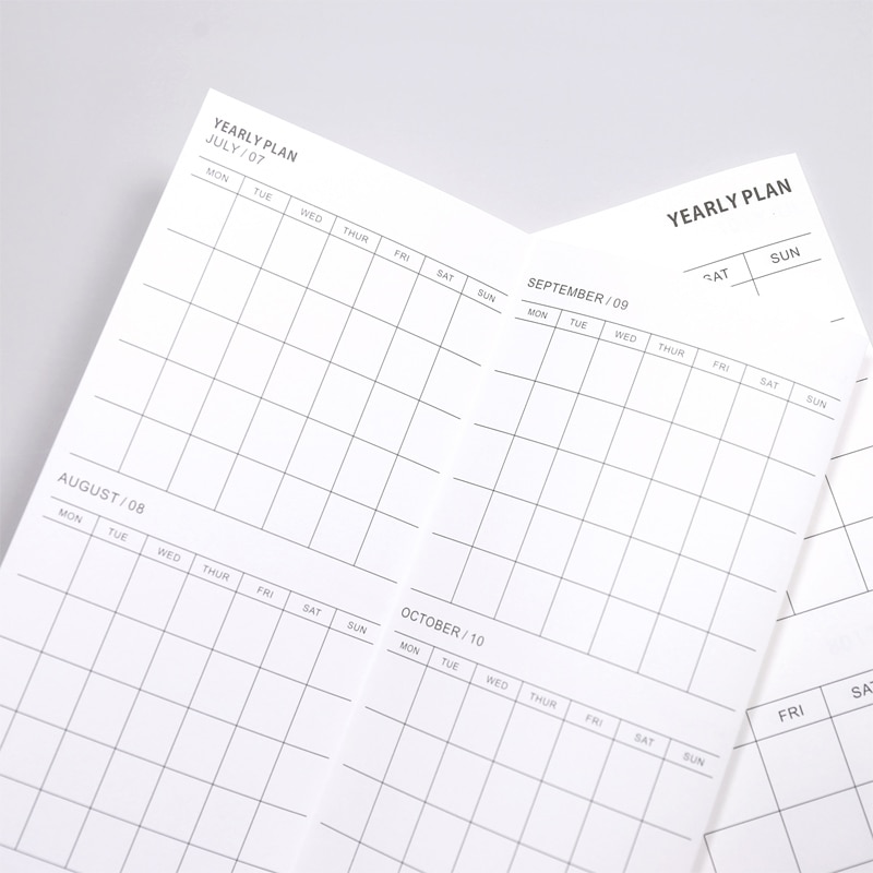 5 Sheets Yearly Planner Monthly Schedule Refill Papers A5 A6 Three Fold Refills for 6 Hole Binder Organizer Notebook Papers