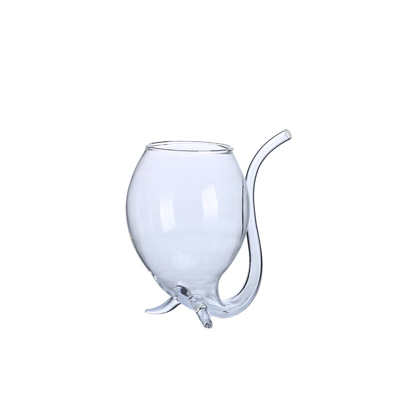 Rødvin glass kopp whisky glass varmebestandig glass sugende juice melk kopp te vin kopp med drikkerør sugerør