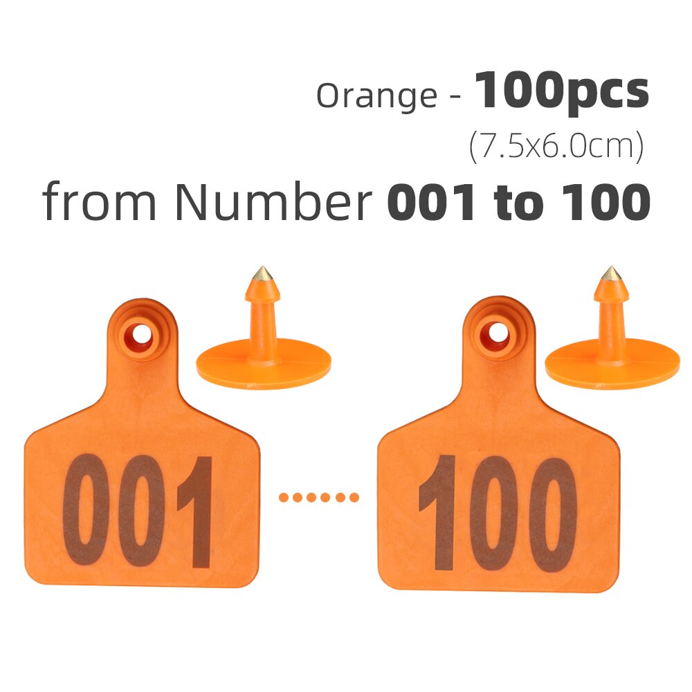 Genummerd 1-100 Koe Oor Identificatie Plaat Met Digitale Label Groen Oranje Blauw Geel Plastic Oorbellen Farm Animal Id kaart: A