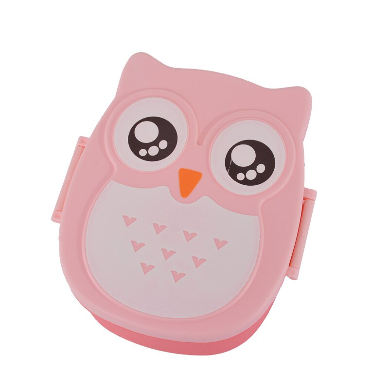 Lunch Box Cartoon Owl Food Container Cute W/ Compartment Case Storage Box Kids Student Lunch Boxes Bento Portable Box Container