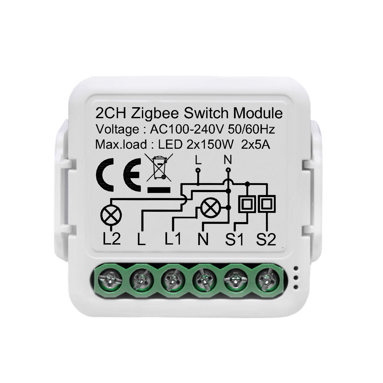 Tuya ZigBee 2 Gang Smart Light Switch Relay Module Smart Life/Tuya App Control, Works with Alexa Google Home: 1 pcs