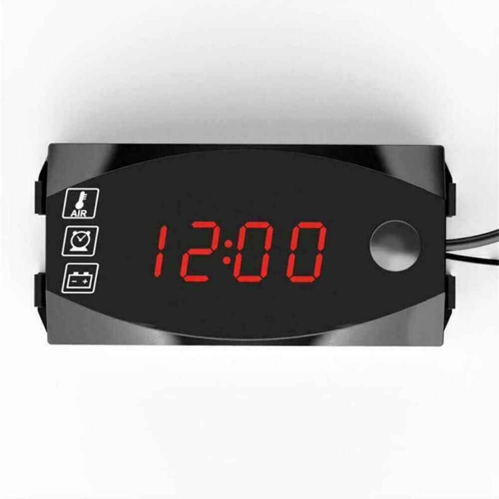 3-In-1 Motorcycle Voltmeter Air Temperature Mini Replacement Time Clock