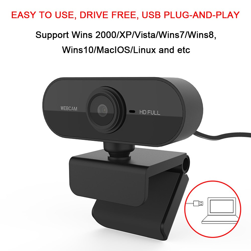 HD 1080P Webcam Mini Computer PC WebCamera USB Plug Rotatable Cameras for Live Broadcast Video Calling Conference Work