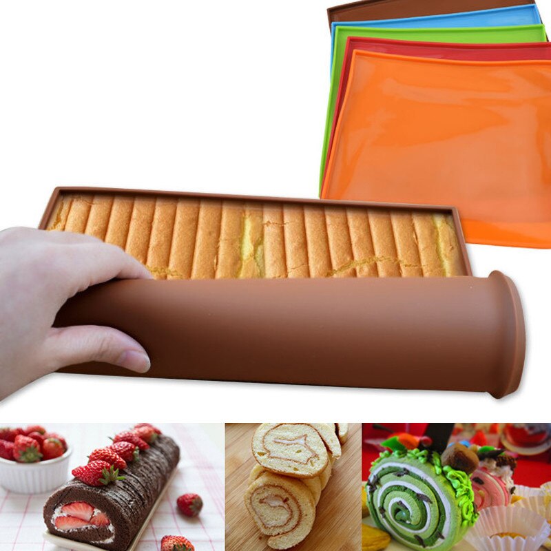 DIY Swiss Roll Silicone Cake Roll Baking Pastry Mat Tools 1Pcs Non-stick Pastry Baking Tools Silicone Baking Mats Mat Cook