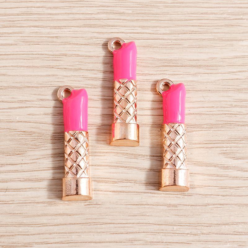 10 Uds. Mezcla de lindos esmaltados para mujer, labios, lápiz labial, colgantes para hacer joyas, pendientes, collares, pulseras, suministros para manualidades DIY: Marrón