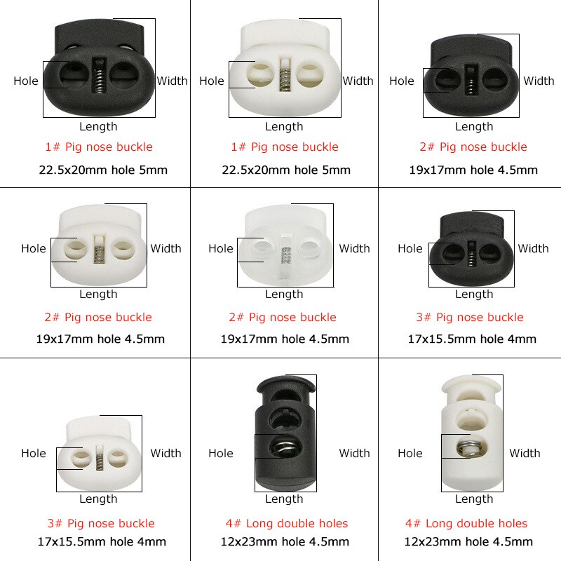 20-50 Pcs Single/Double hole Plastic Stopper Cord Lock Tighten Spring Cord End Buckles DIY Clothes Setting Button Accessories
