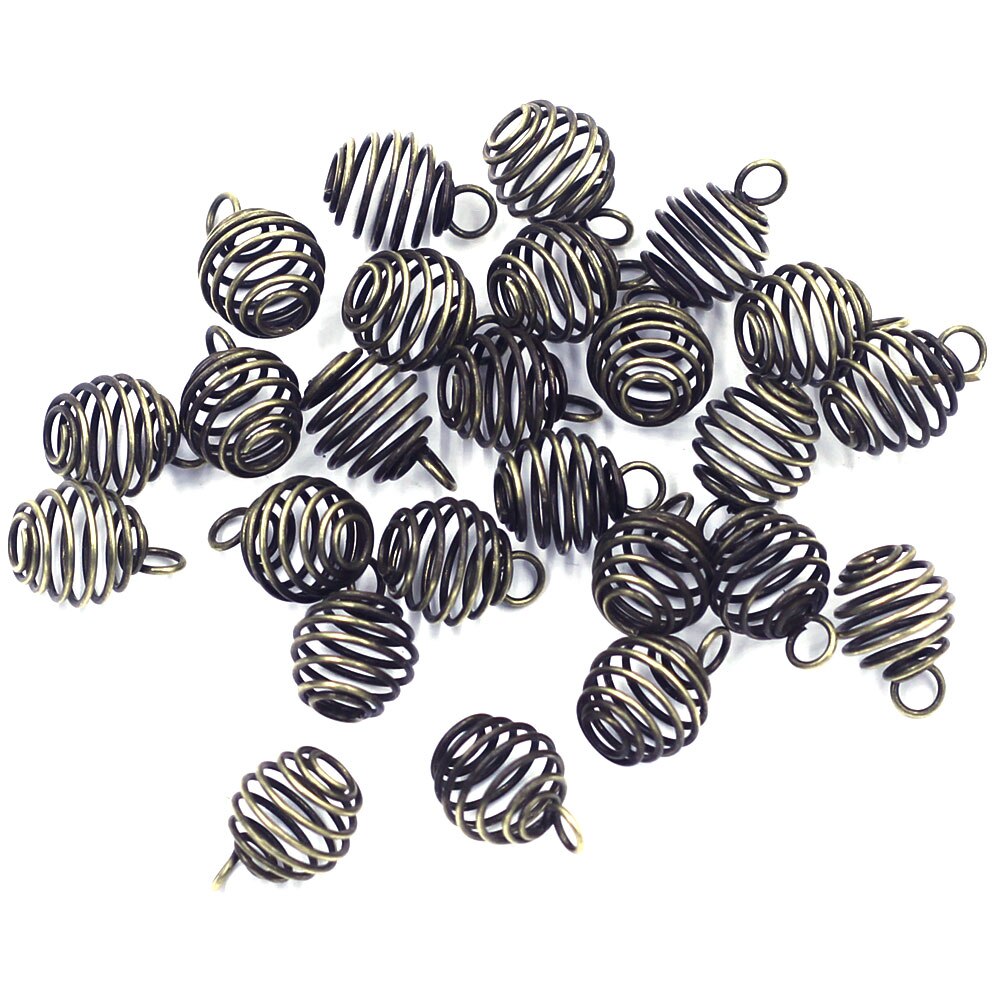 50 Lantaarn Lente Spiral Bead Cages Hangers Zilver Goud Brons Gunmetal Kleur Legering Voor Ketting Sieraden Diy Vinden Charms 9mm