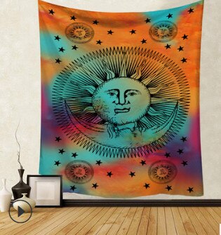 Gobeläng konst vägghängande mandala mönster filt gobeläng multifunktion heminredningsmatta picknick filt 95 x 73cm: 5