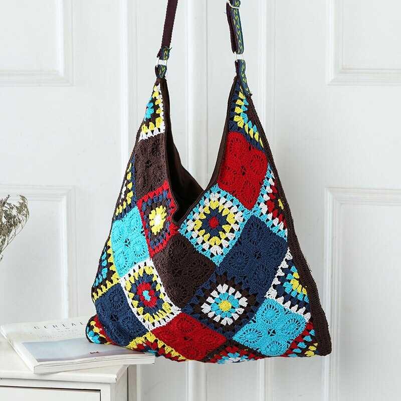 Ręcznie robiona na szydełku torba na ramię kobiety Bohemia torby na zakupy podróż wszystkie odpowiednie modne torby Crossbody: Default Title