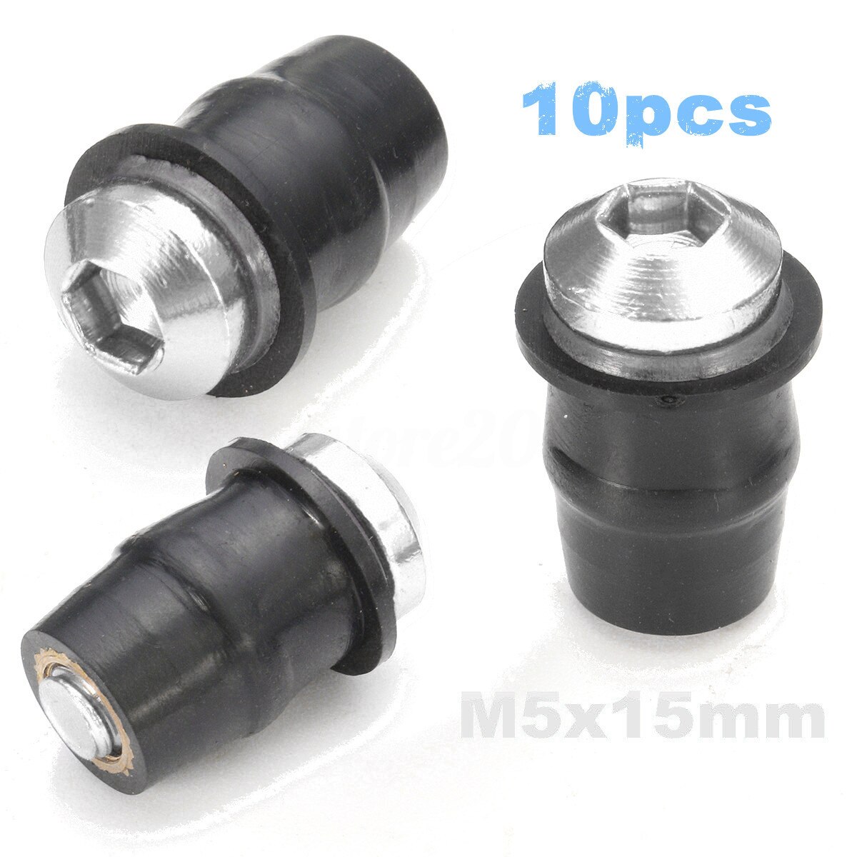 10 stuks motorfiets schroeven bouten voorruit moer rubber fiets voorruit kit set  m5 x 15mm kuip montage auto's: Zilver