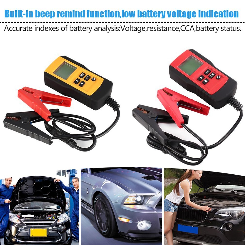 AE300 12V LCD Automotive Vehicle Digital Car Battery Auto System Analyzer Battery Voltage ohm Tester Diagnostic Tool RED