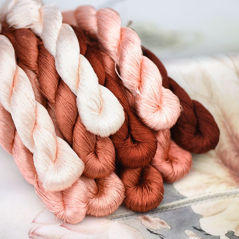 silk embroidery thread / 100% silk thread /hand embroidery embroider cross stitch/pink brown/10 pure colors