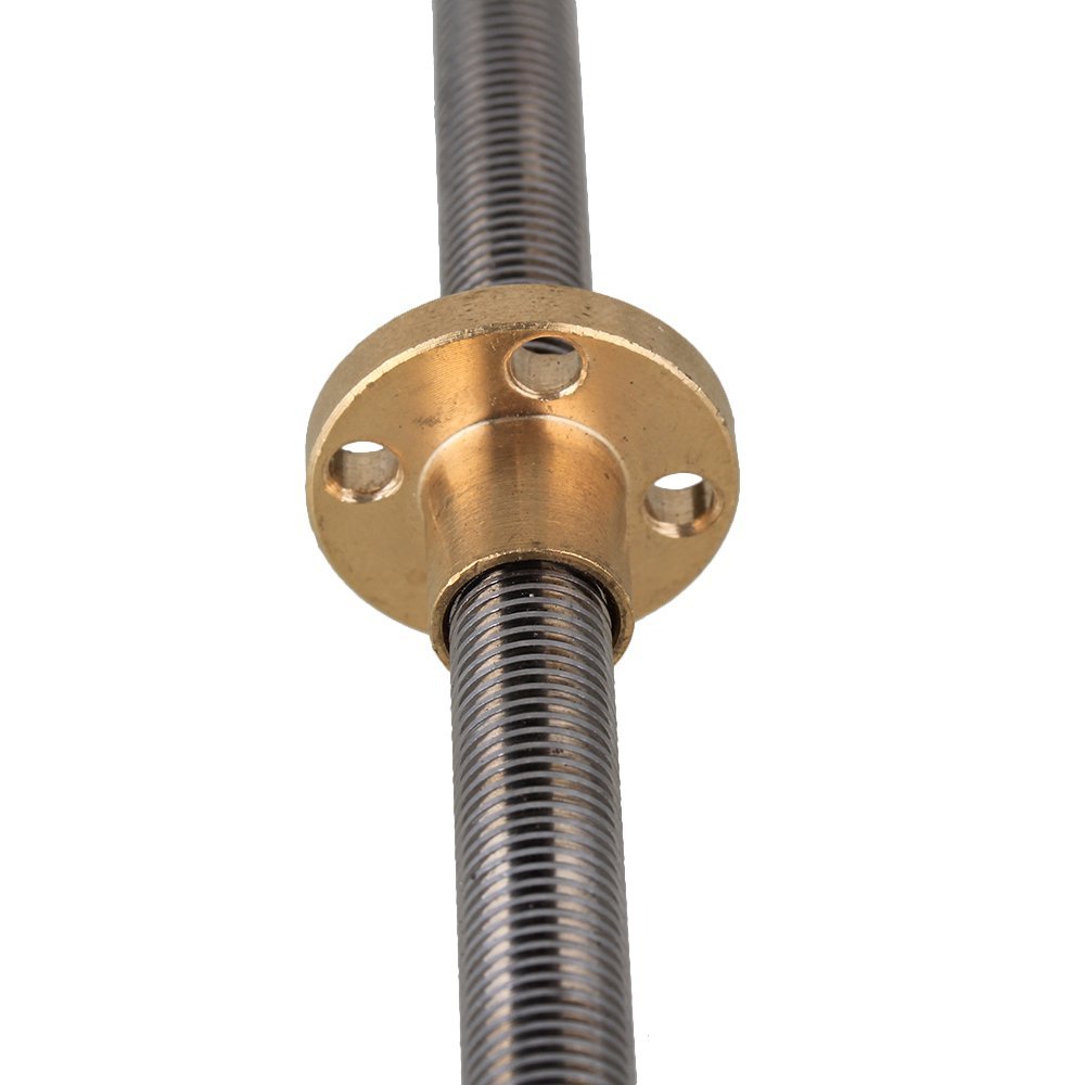 2Pcs T8 Lead Screw OD 8mm Pitch 2mm Lead 1mm Length 200 300 350 400 450 500mm Threaded Rods with Brass Nut for 3D Printer Z Axis