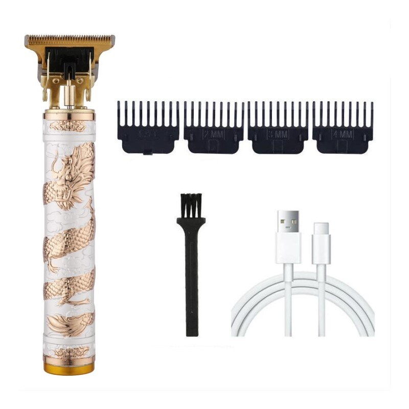 Maquinilla de afeitar de peluquero para hombres, afeitadora recargable estilo Retro T9 con cabezal de aceite, cortadora de pelo inalámbrica para niños, afeitadora de estilismo para mascotas: New dragon
