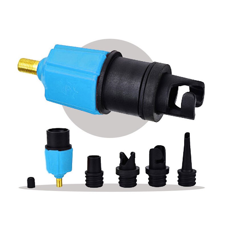 Inflatable Pump Adaptor Air Pump Converter with 4 Types Air Valve Nozzles Multifunction Conversion Head EDF88: Blue