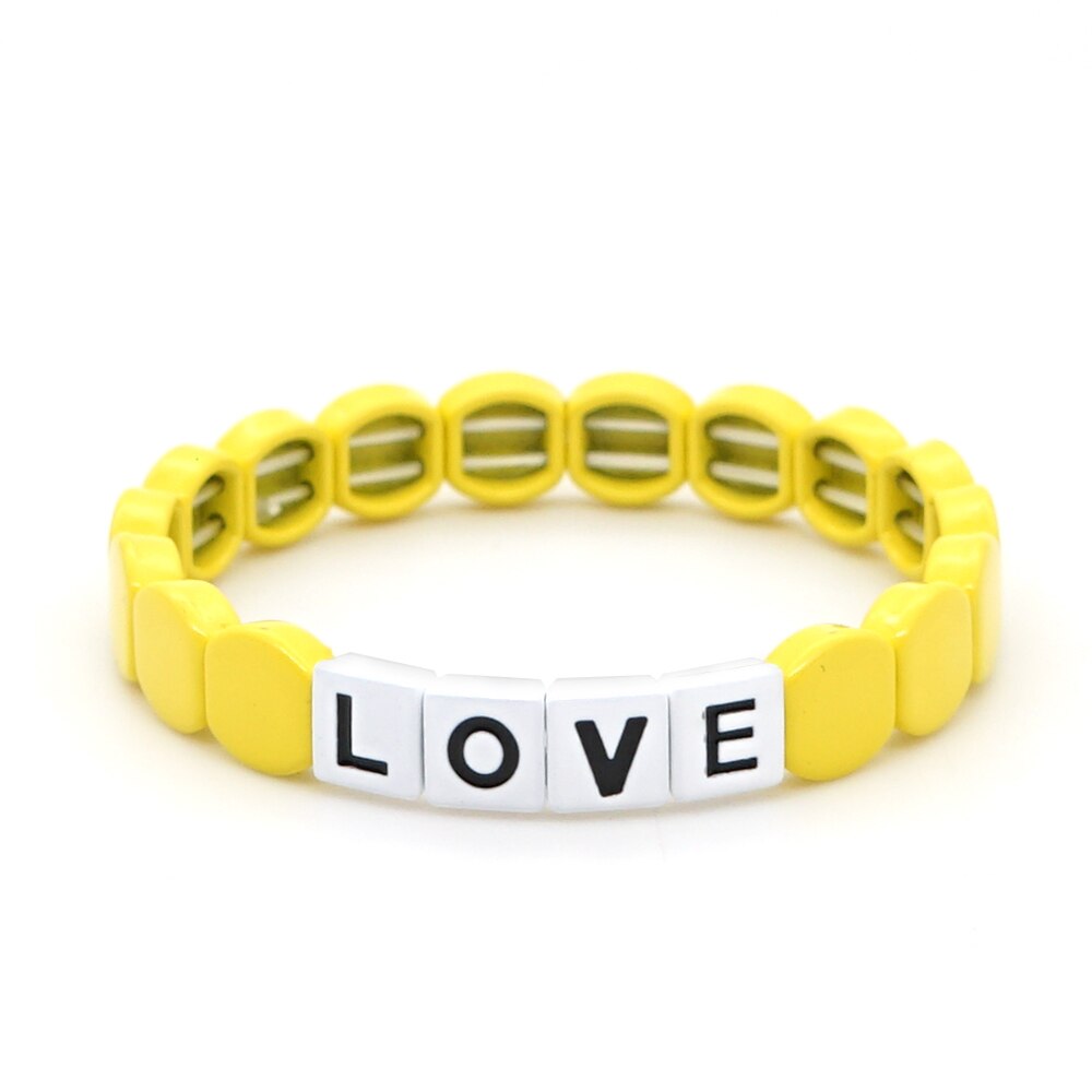 Shinus armband voor vrouwen, geëmailleerde tegelarmbanden, schattige liefdesbrief sieraden, vsco meisje, accessorios, pulsera stretch armband
