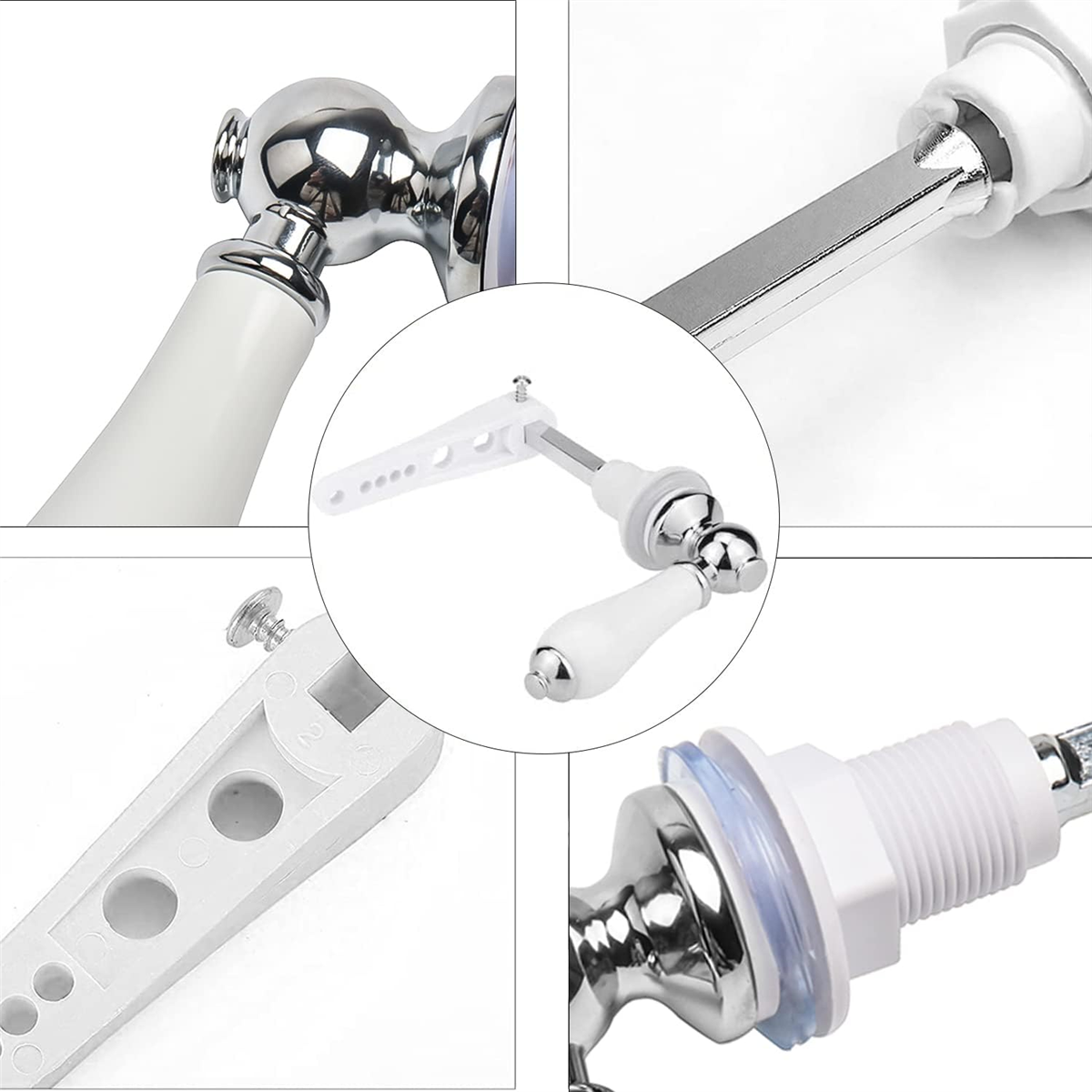 Keramiskt spolhandtag för toalett, toaletthandtag spolspak traditionell viktoriansk stil ersättningssats för toaletthandtag