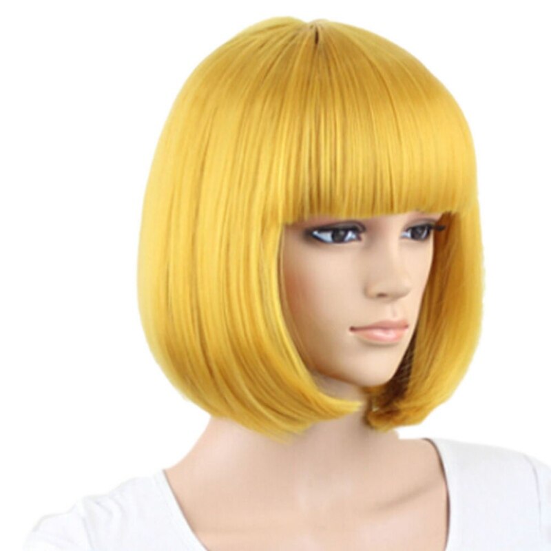 Perruque BOB cheveux courts lisses pour femmes | Frange Cosplay, 13 couleurs, pour fête, spectacle sur scène, fournitures de fête,: Y