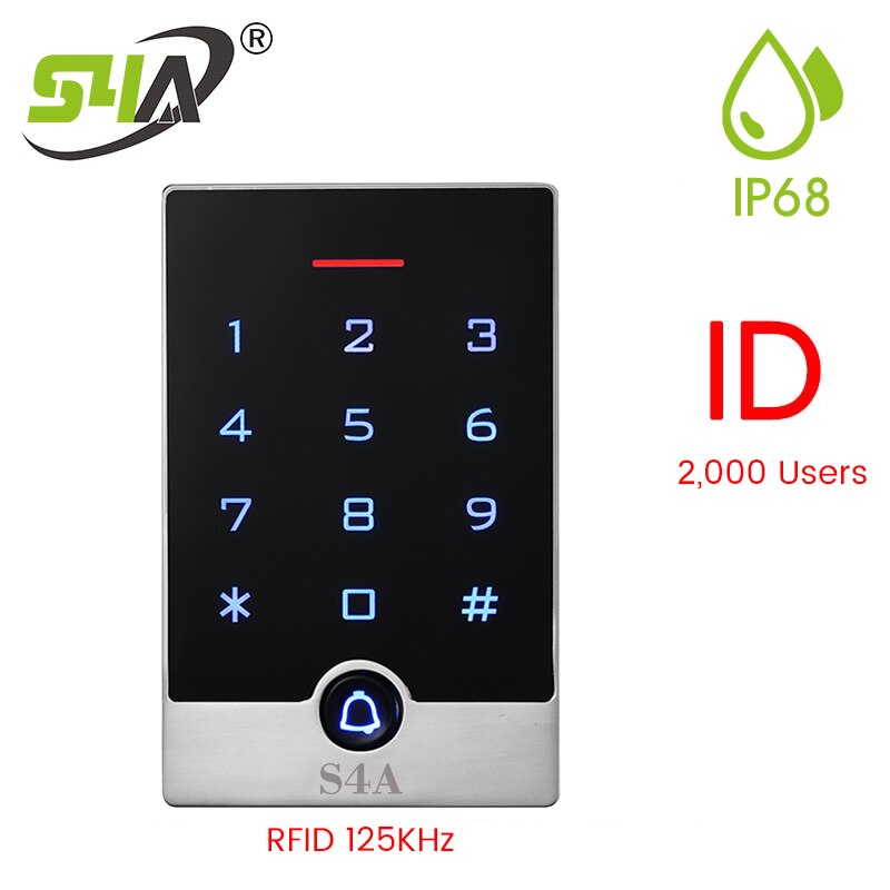 IP68 Waterdichte Standalone Rfid Toetsenbord 125Khz Toegangscontrole Rfid Reader 2000 Gebruiker Touch Screen Keyless Deur Opener: T15W ID