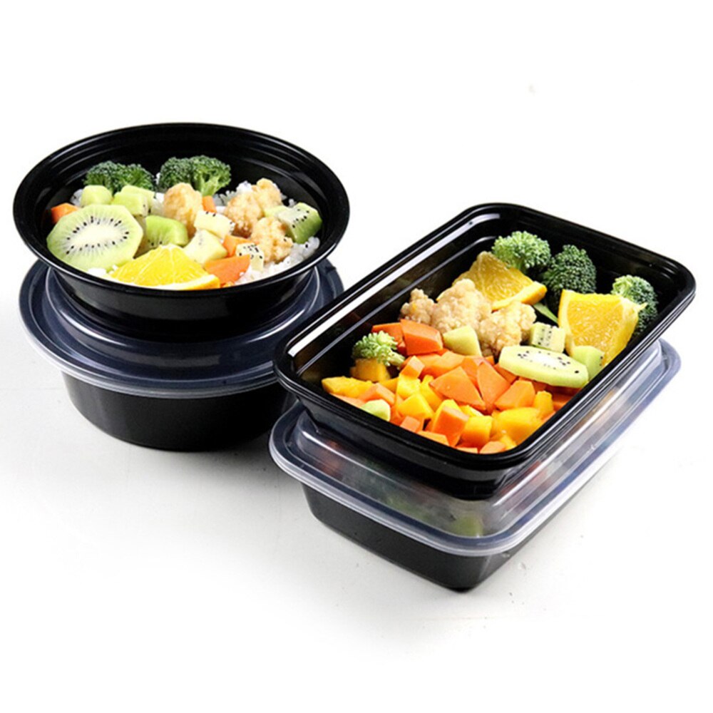 30pcs Disposable Lunch Boxes Takeaway Boxes Food Storage Boxes (Black)
