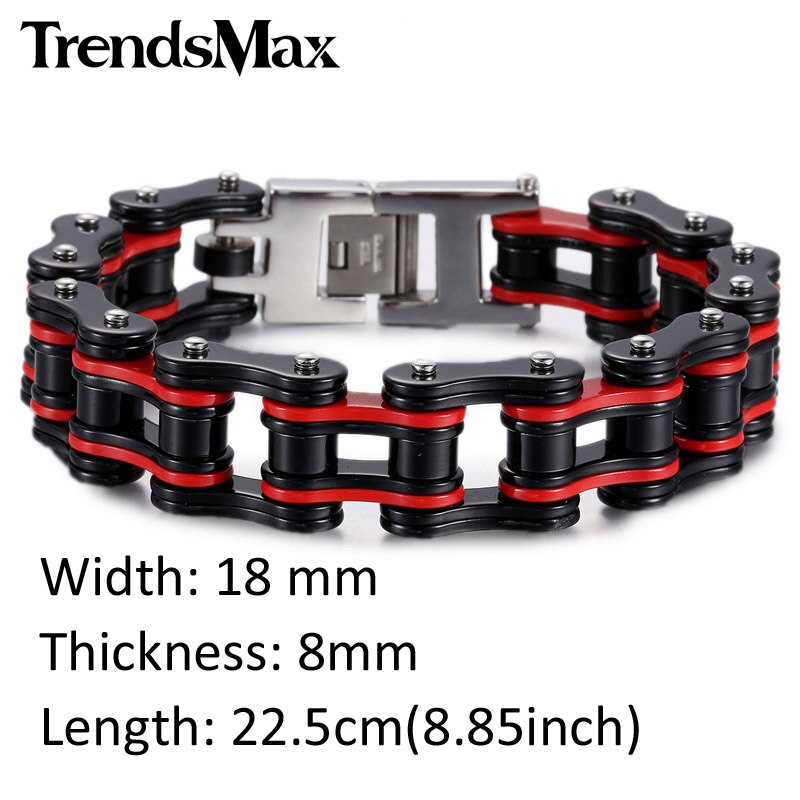 Men's Bracelets Hiphop Biker Motorcycle Link Chain 316L Stainless Steel Bracelet For Male Jewelry 18/18.5/19mm KHBM56: HB272