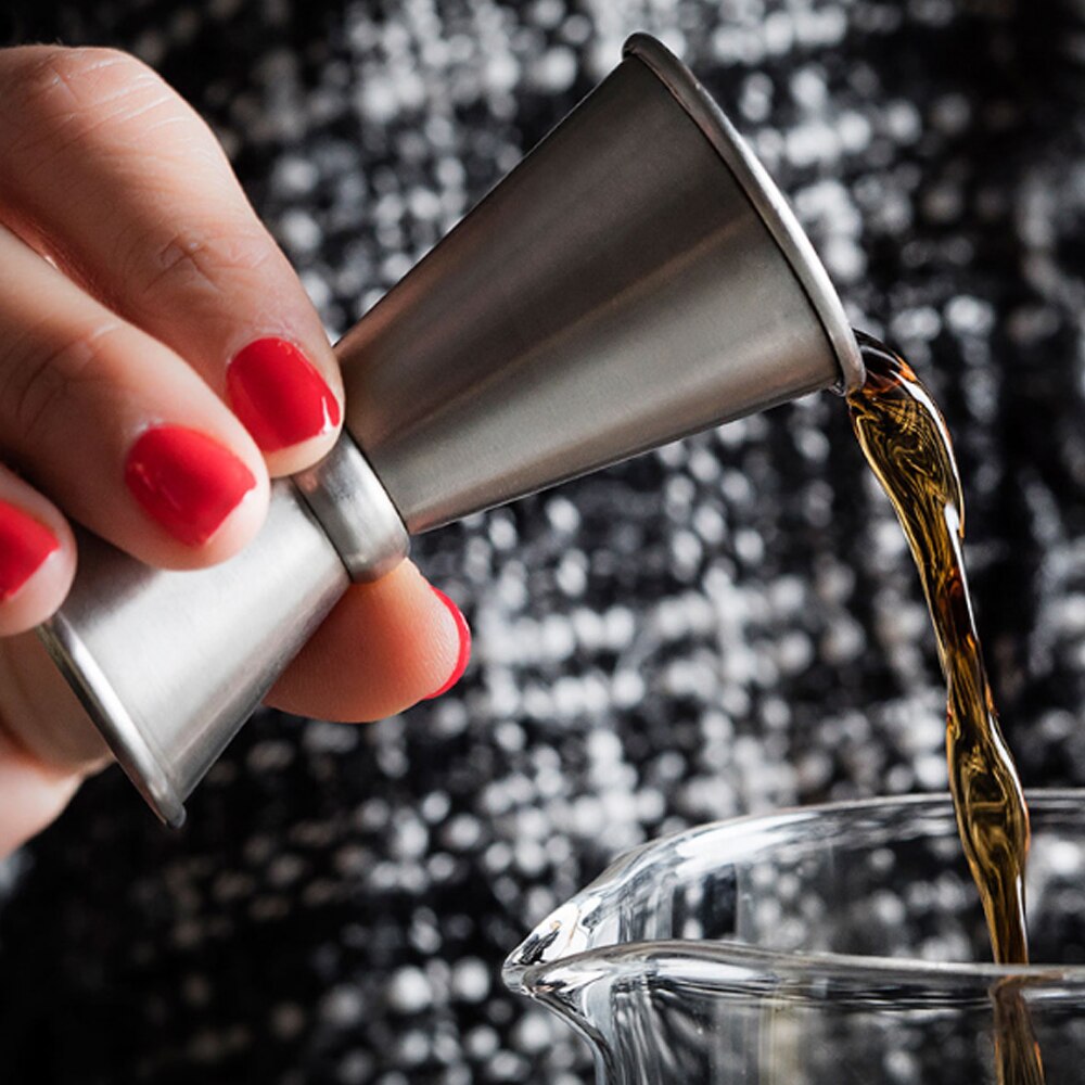 Cocktail dubbel huvud bar jigging maskin rostfritt stål mäter vin bartender verktyg ounce kopp skala volym cocktailglas